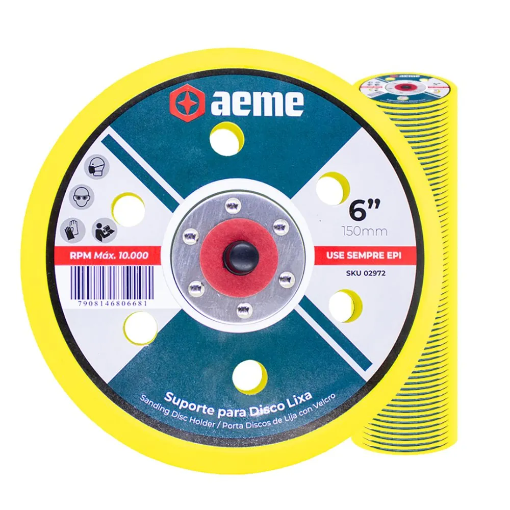 Suporte Para Disco De Lixa Pluma 6 Furos Aeme 6 Pol (150mm) 100 Unidades