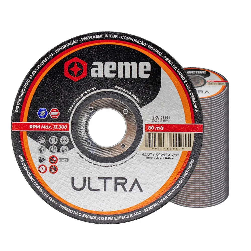Disco Corte Fino Aeme Ultra 4.1/2x5/128x7/8 (115x1.0x22.2) 50 Unidades