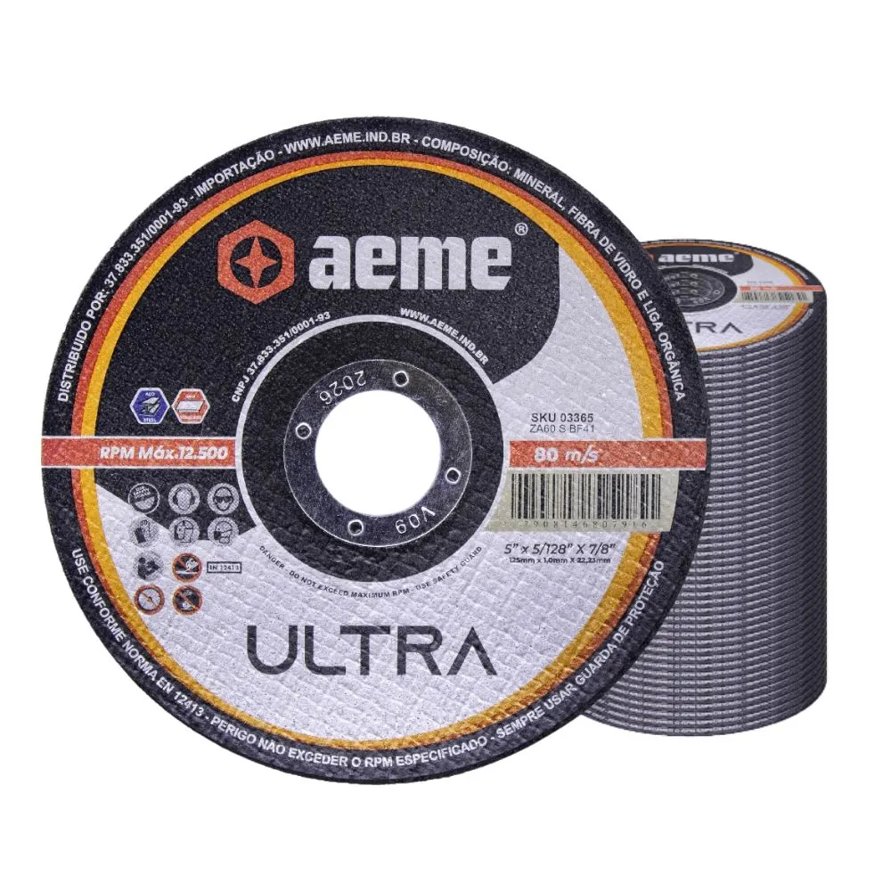 Disco Corte Fino Aeme Ultra 5x5/128x7/8 (125x1.0x22.2) 50 Unidades