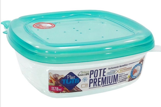 Pote Quadrado Color Azul 1178ml 0002 11c Plastutti