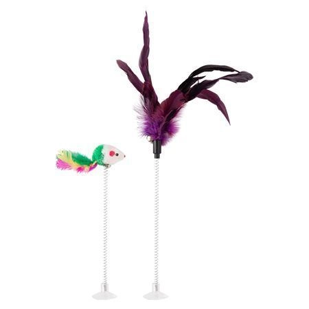 Pet Brinq Interativo C/penas Arame Ventosa 2pc Cb2259