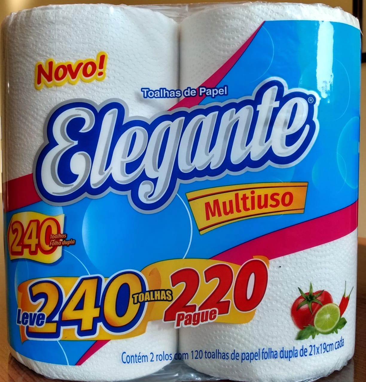 Toalha De Papel Folha Dupla Elegante Pacote 2 Unidades Leve 240 Pague 220 Unidades