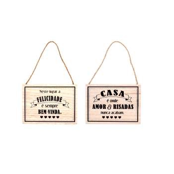 Placa Dec Em Madeira 20x15cm Ref.25369 Mult Mix