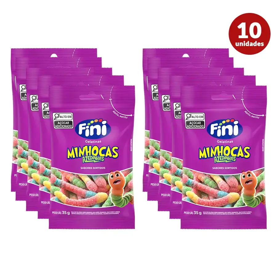 Bala Gelatina Minhoca Citrica 35g 111030m27003 Fini