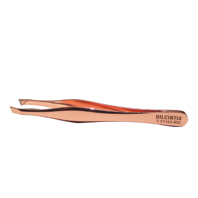 Pinça Inox Ponta Diagonal Rose Gold Dilcintia