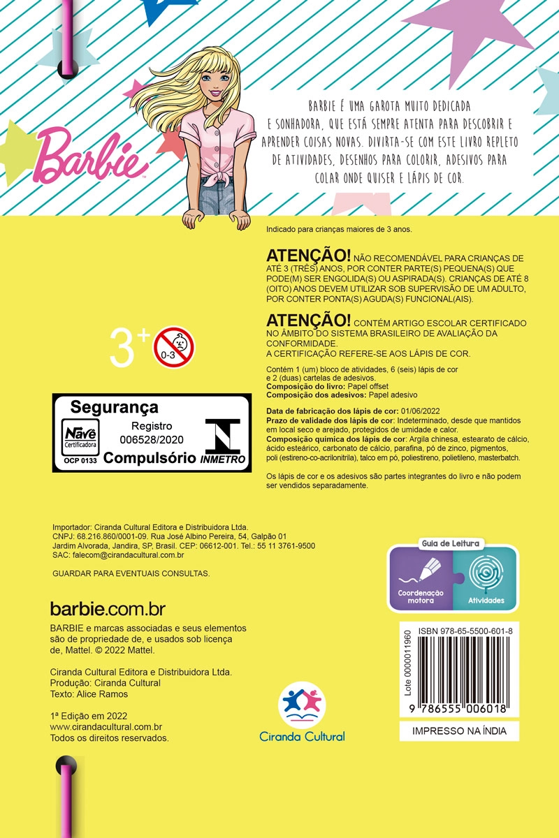 Livro Atividades Barbie Passatempos De Malibu 6018 Ciranda