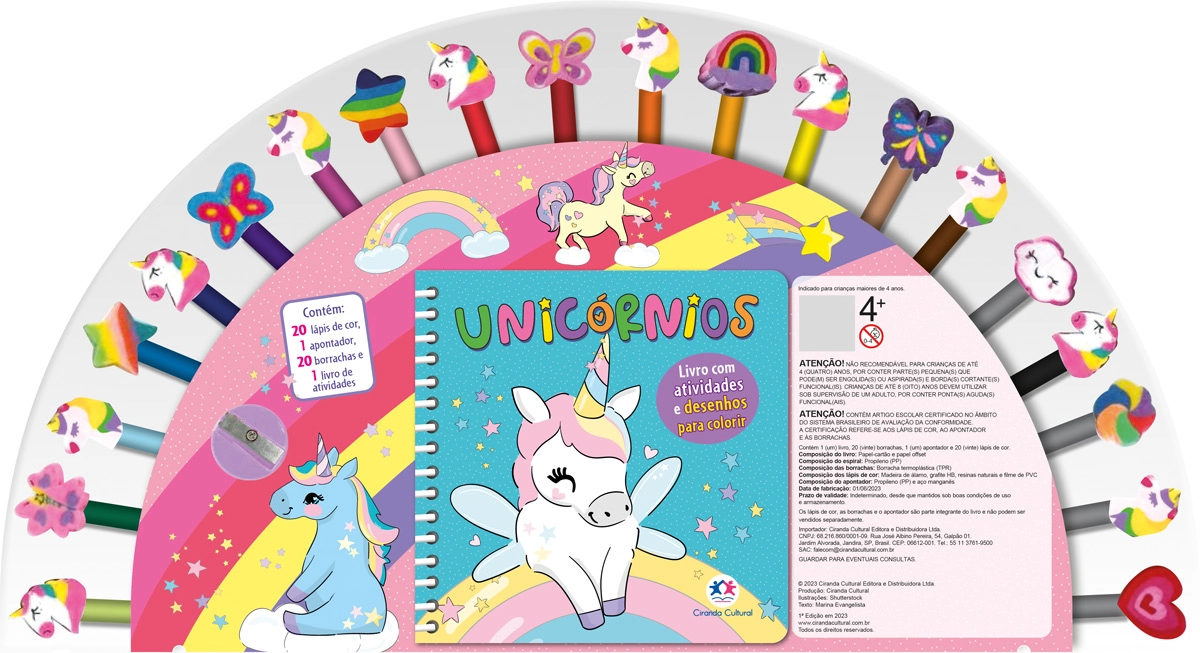 Kit Livro Borracha Divertida Unicornios 110096 Ciranda Cultural