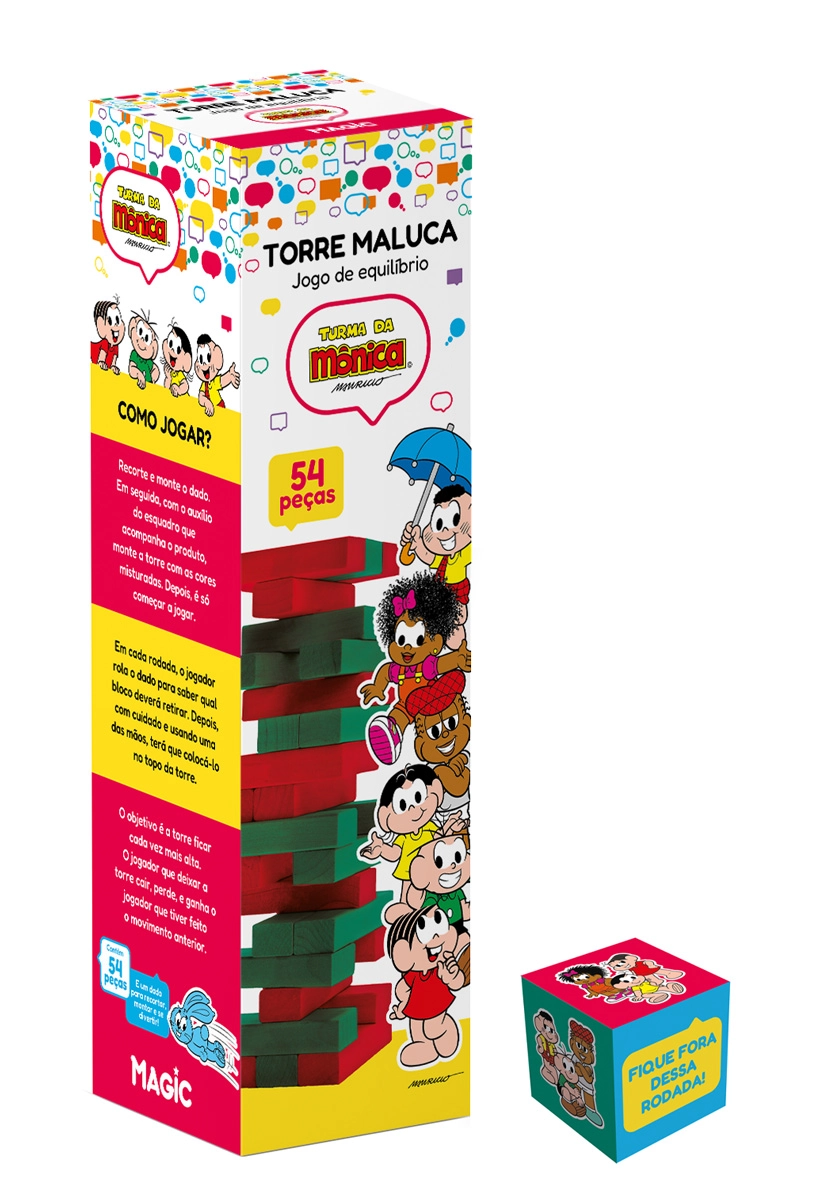 Jogo Torre Maluca Turma Monica 54 Blocos 124489 Magic