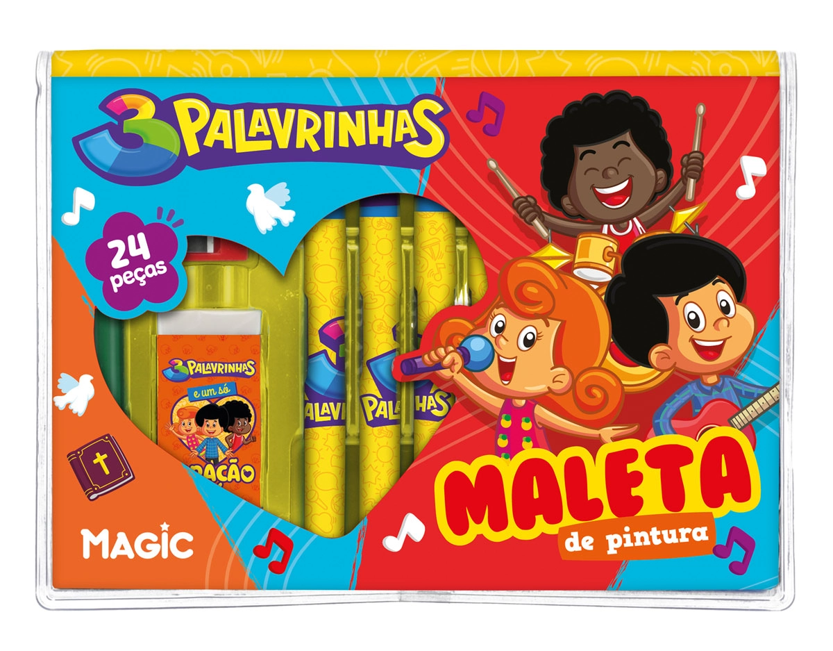 Kit Maleta Pintura 3 Palavrinhas 24pcs 7899550902352 Magic