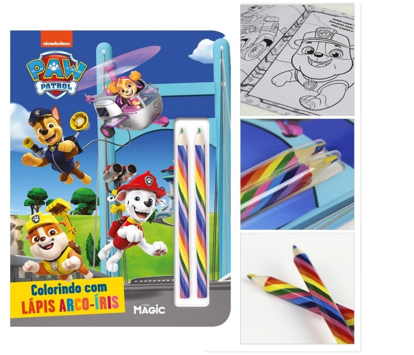 Livro Colorindo Com Lapis Arco Iris Patrulha Canina 9788557580824 Magi