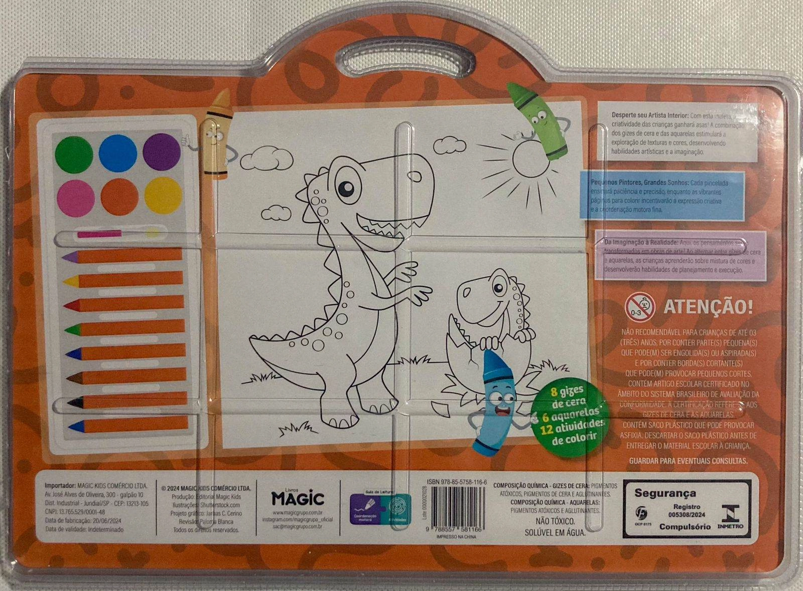 Kit Maleta Aquarela Giz Dinossauro 581166 Magic Kids