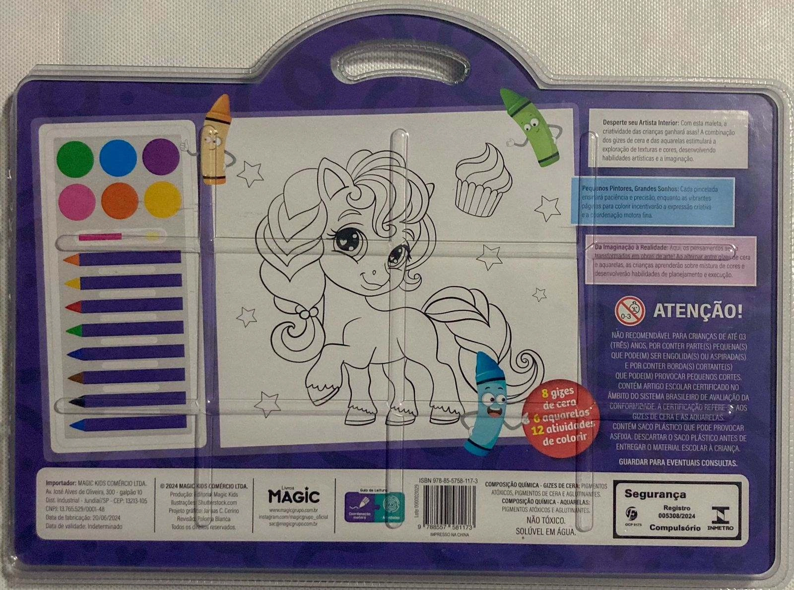 Kit Maleta Aquarela Giz Unicornios 581173 Magic Kids