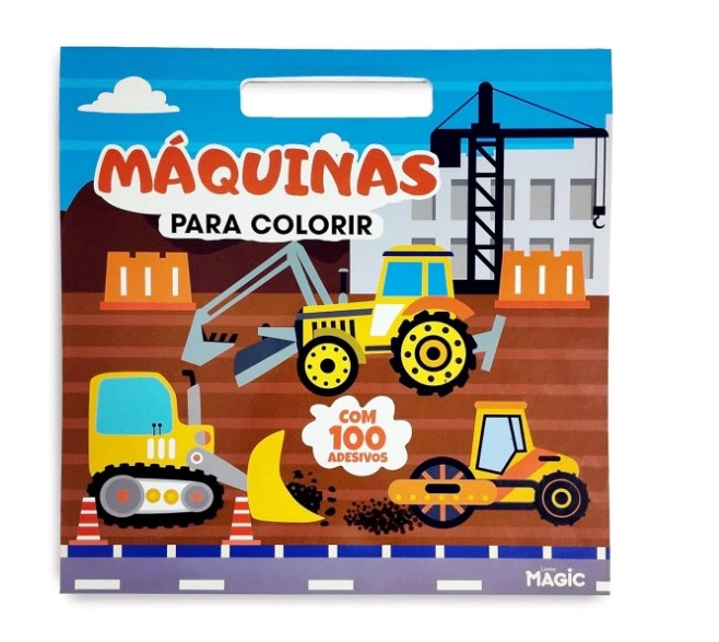 Livro Colorir Maquinas 100 Adesivos 9788557583559 Magic Kids