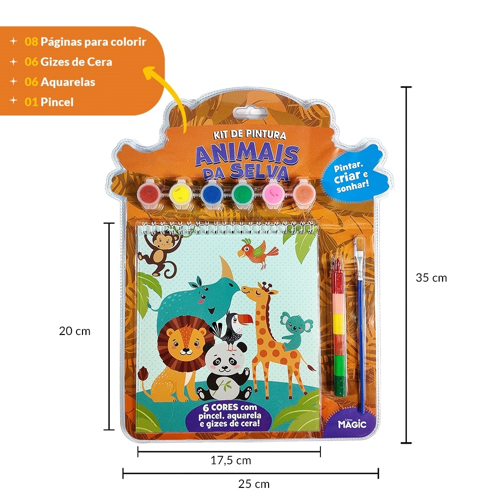 Kit Pintura Pintar Criar E Sonhar Animais Da Selva 82071 Magic