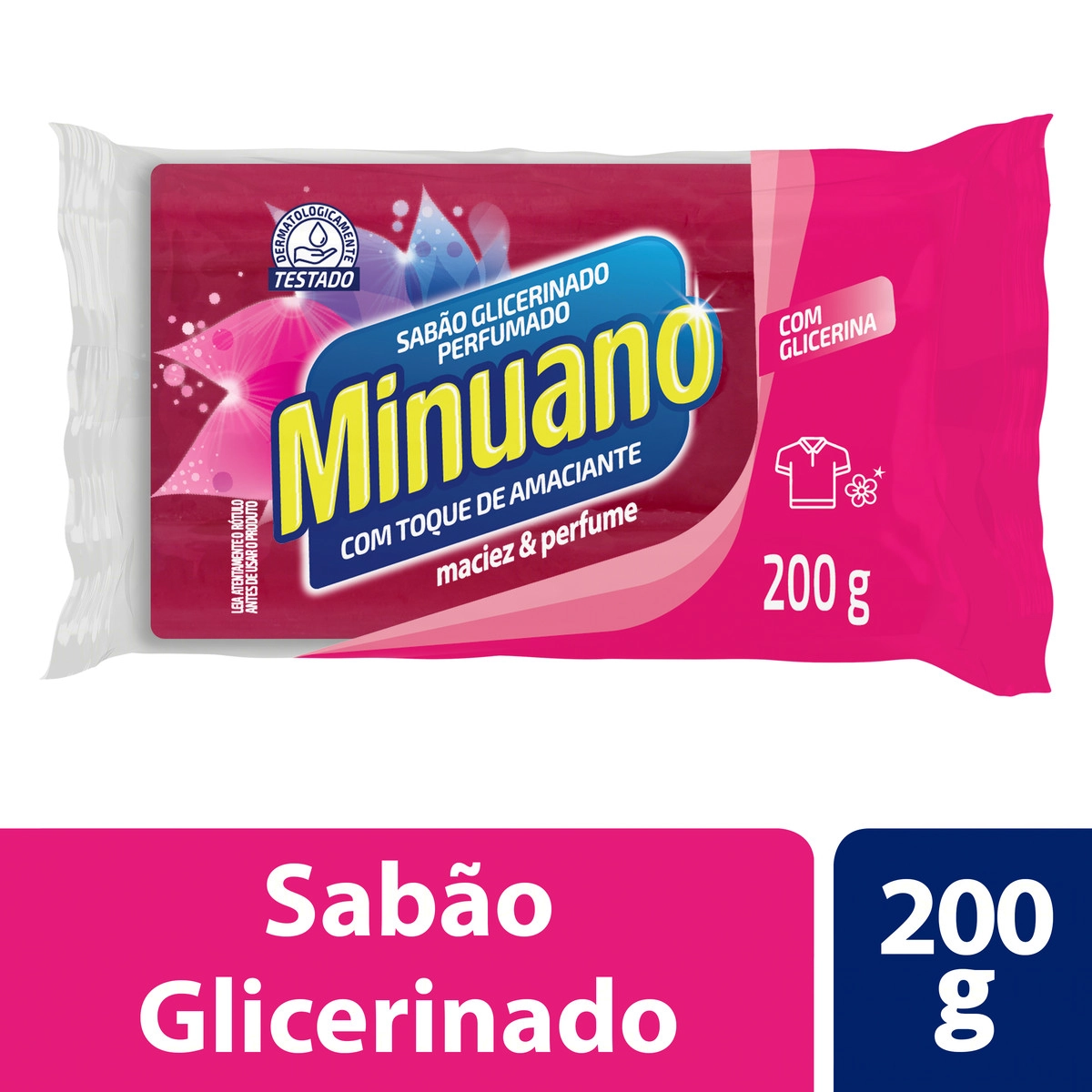 Sabão Barra Glicerinado Com Amaciante Minuano Pacote 200g