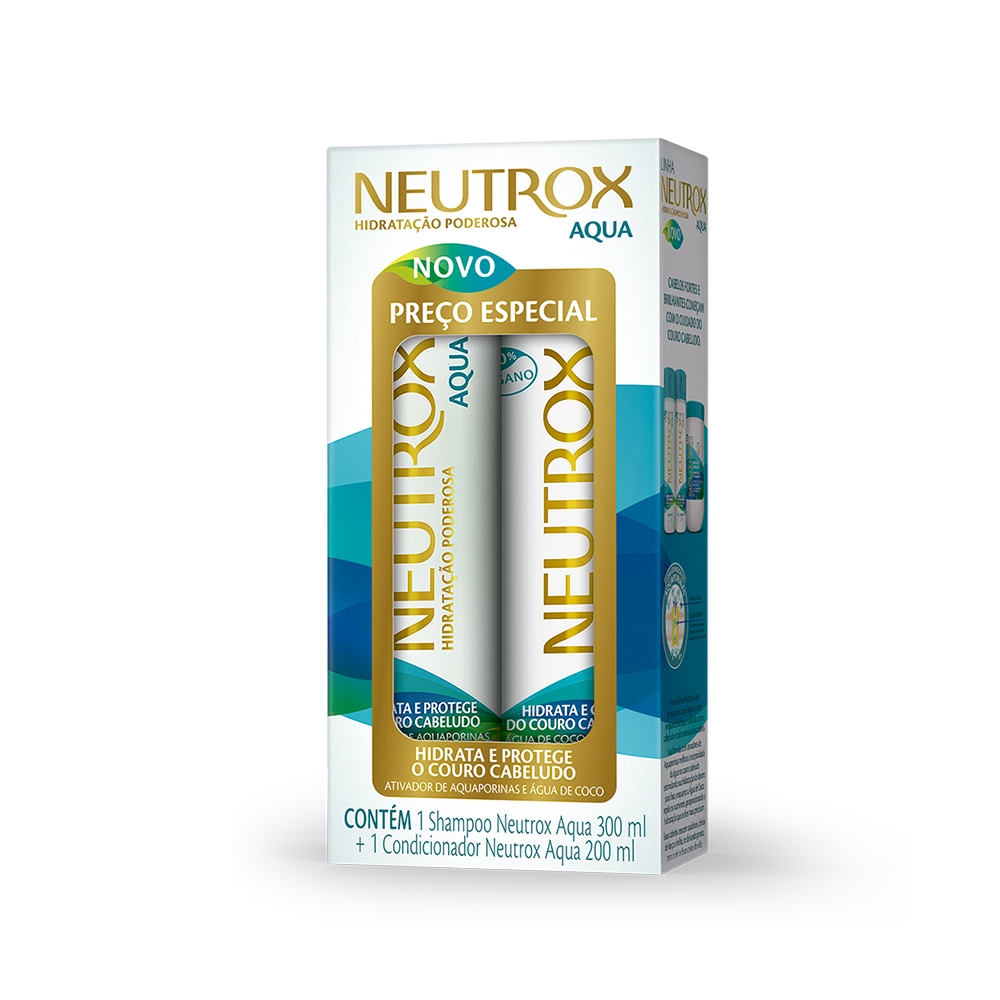 Kit Shampoo 300ml Condicionador 200ml Neutrox Aqua