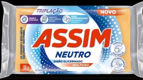 Sabão Barra Glicerinado Multiuso Neutro Assim Triplação Flow Pack 180g