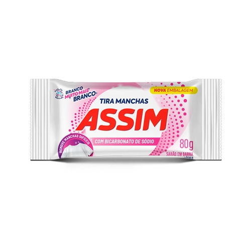 Sabão Barra Tira Manchas Roupas Brancas E Coloridas Assim Flow Pack 80g