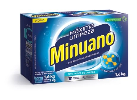 Lava Roupas Pó Concentrado Minuano Máxima Limpeza Caixa 1,6kg