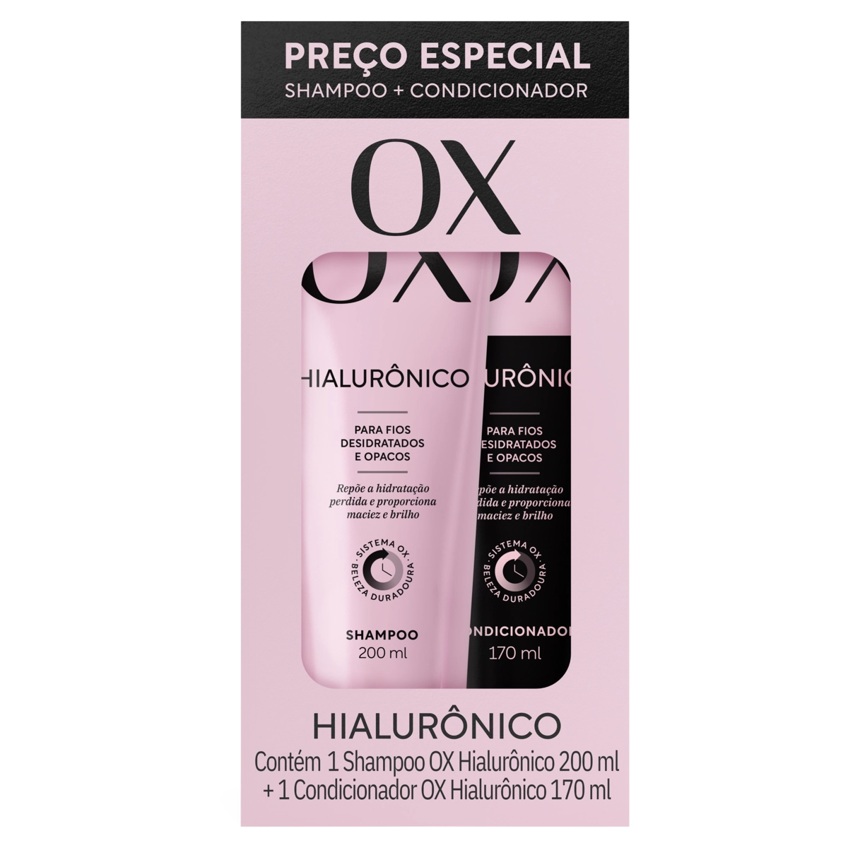 Kit Shampoo 200ml Condicionador 170ml Ox Cosméticos Hialurônico
