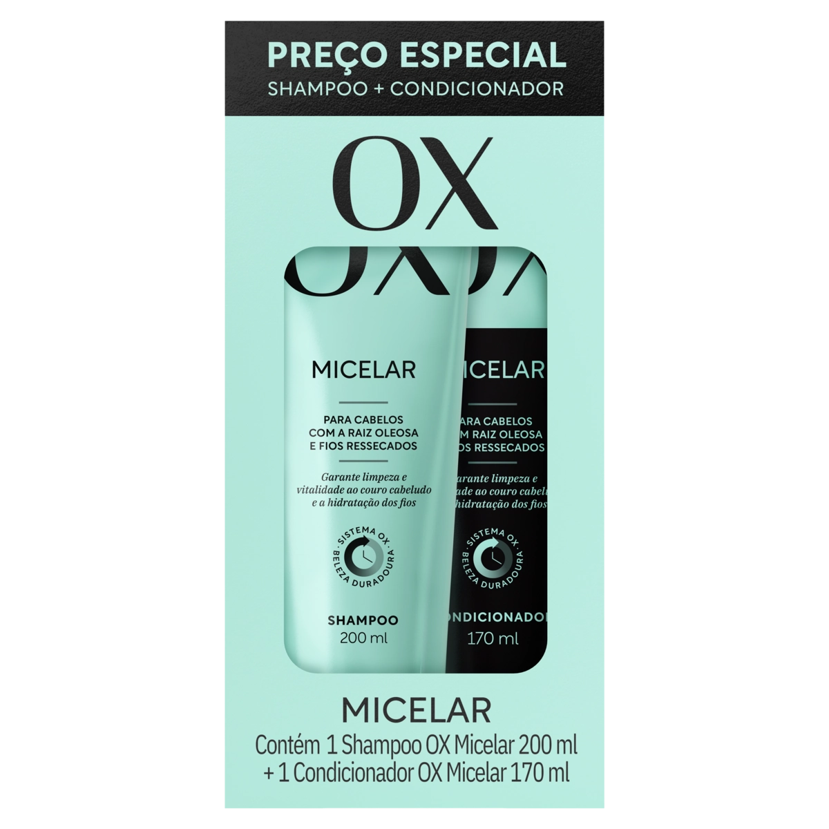 Kit Shampoo 200ml Condicionador 170ml Ox Cosméticos Micelar