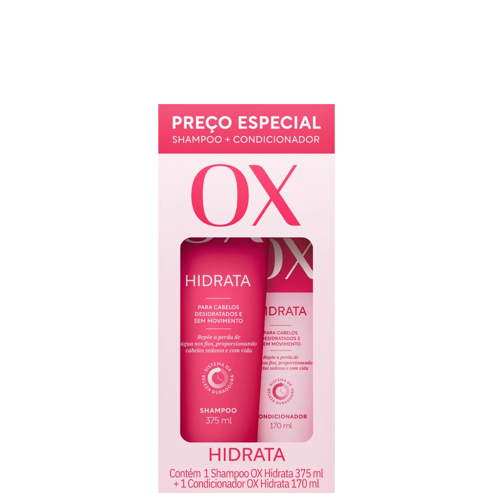 Kit Shampoo 375ml Condicionador 170ml Ox Cosméticos Hidrata