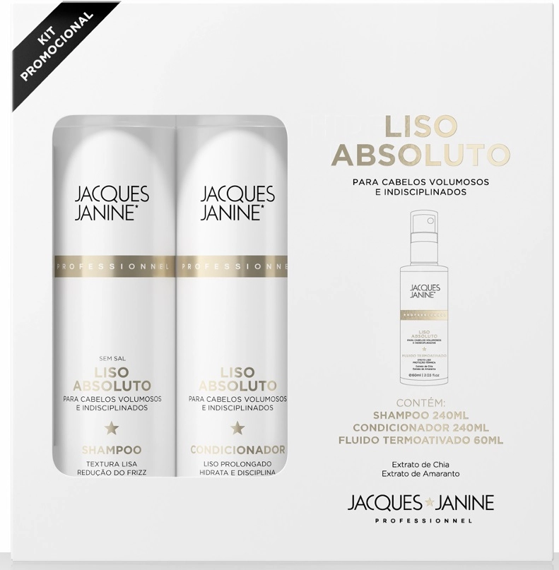 Kit Jacques Janine Liso Absoluto Sh 240ml Cond 240ml Fluido 60ml 1un