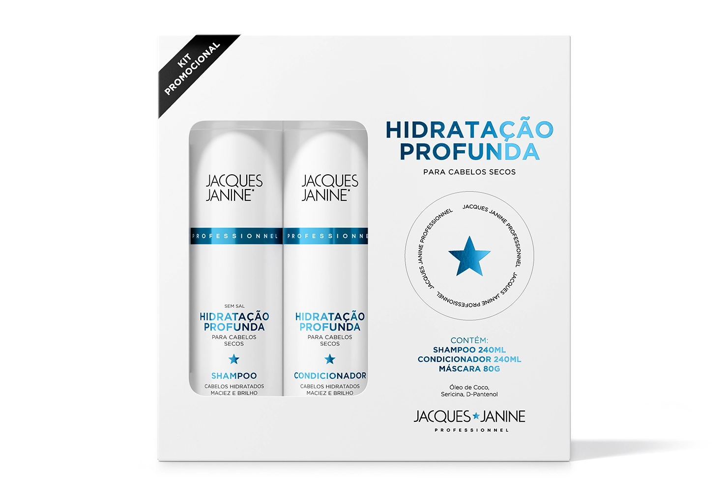 Kit Jacques Janine Hidratacao Profunda Sh 240ml Cond 240ml Masc 80g 1un