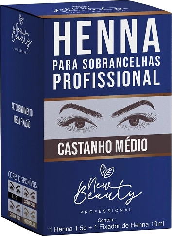 Henna Sobrancelha New Beauty 1,5g Fix 10m Castanho Medio