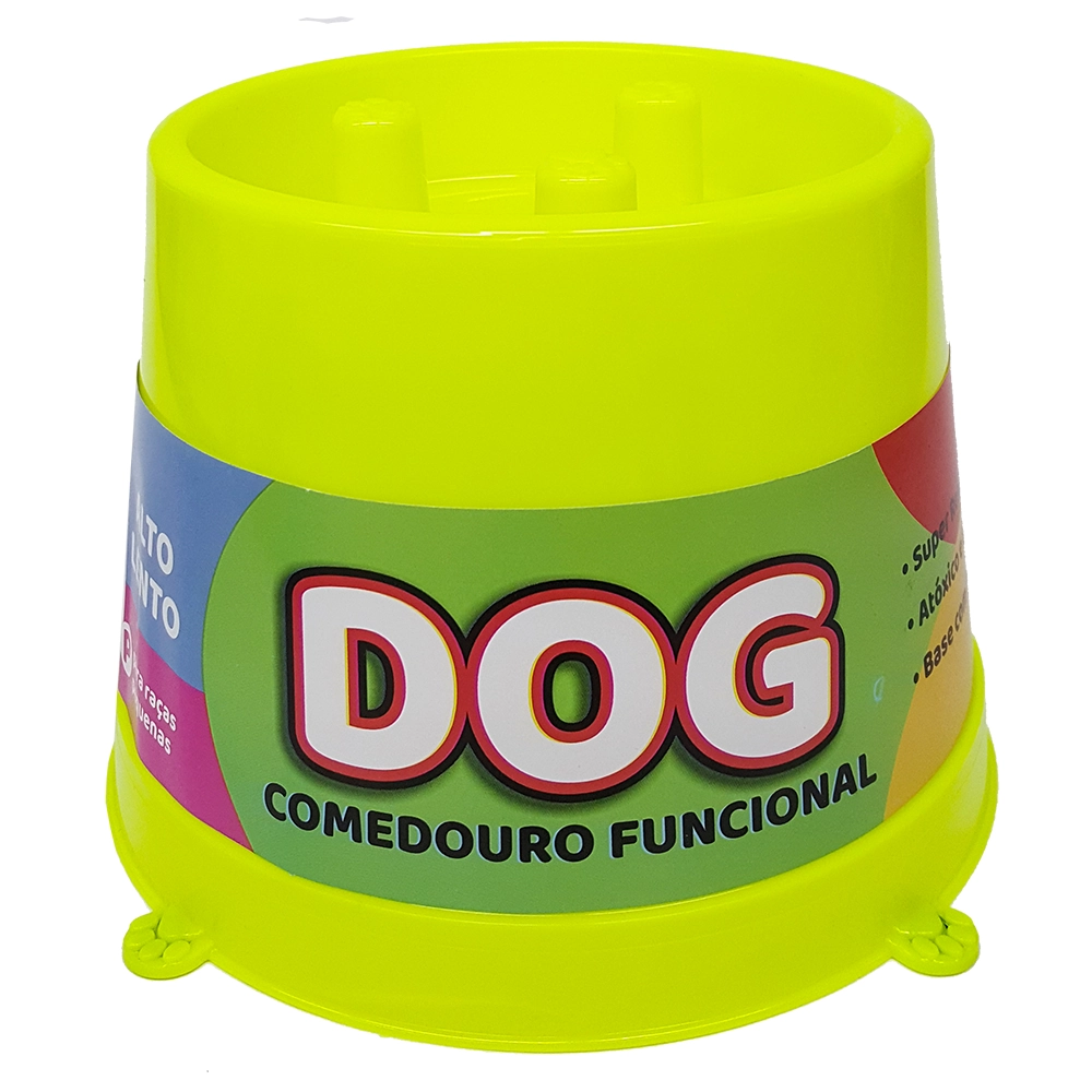 Comedouro Pet Toys Funcional Lento Amarelo Neon 250 Ml