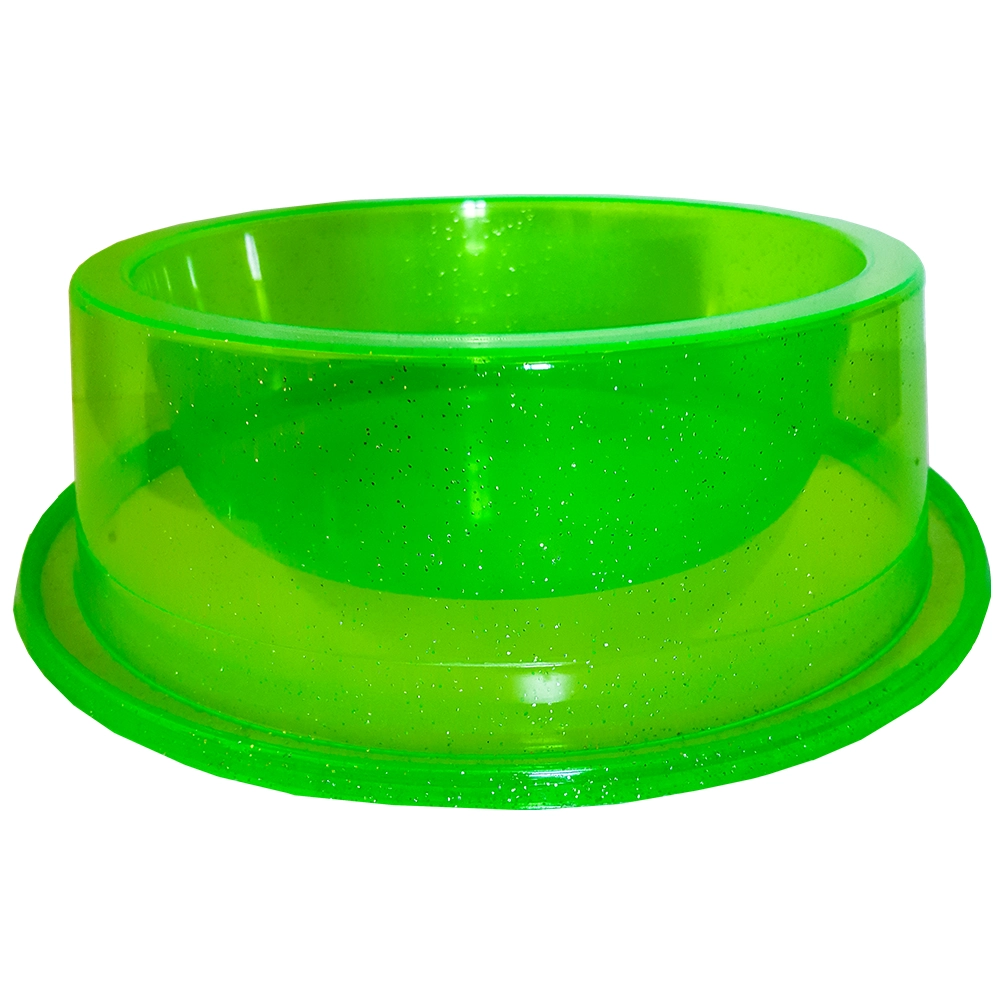 Comedouro Pet Toys Grande Anti Formiga Verde Transparente Com Glitter 1900 Ml