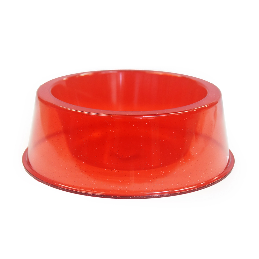 Comedouro Pet Toys Grande Simples Vermelho Transparente Com Glitter 1900 Ml
