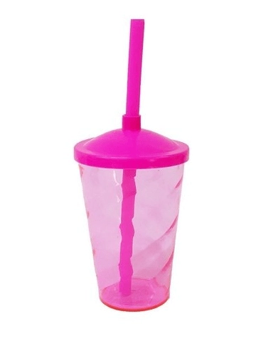 Copo Fest 400 Ml C/ Tampa E Canudo Rosa Fl Lsc Toys