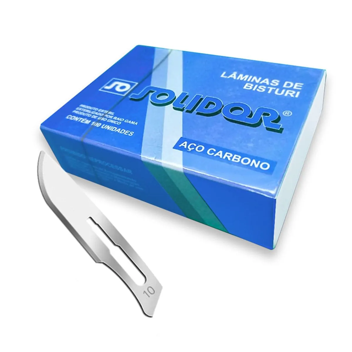 Lâmina de Bisturi Solidor Aço Carbono - Labor Import - Lâmina de Bisturi Solidor Nº10 Aço Carbono Ca