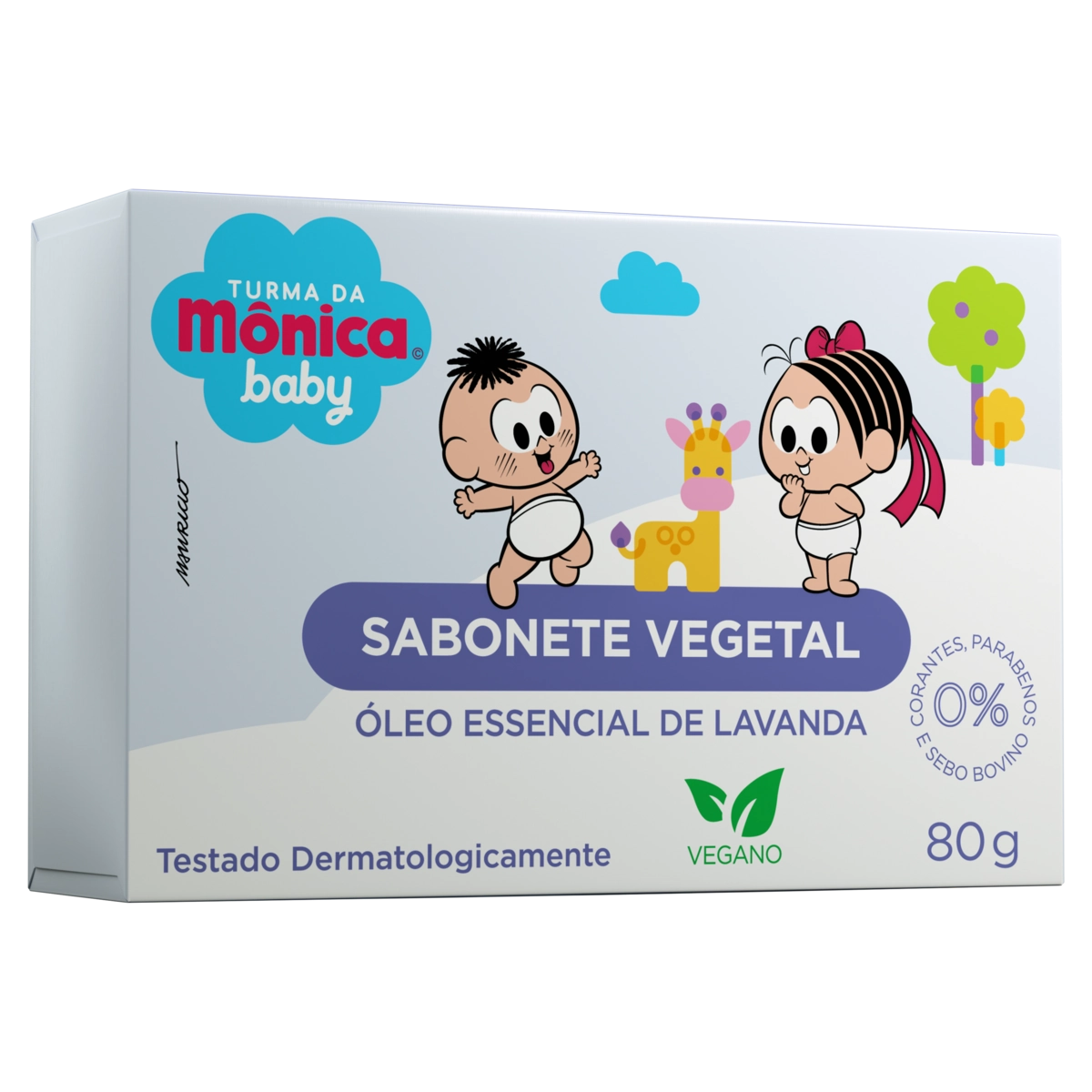 Sabonete Barra Vegetal óleo Essencial De Lavanda Turma Da Mônica Baby Caixa 80g