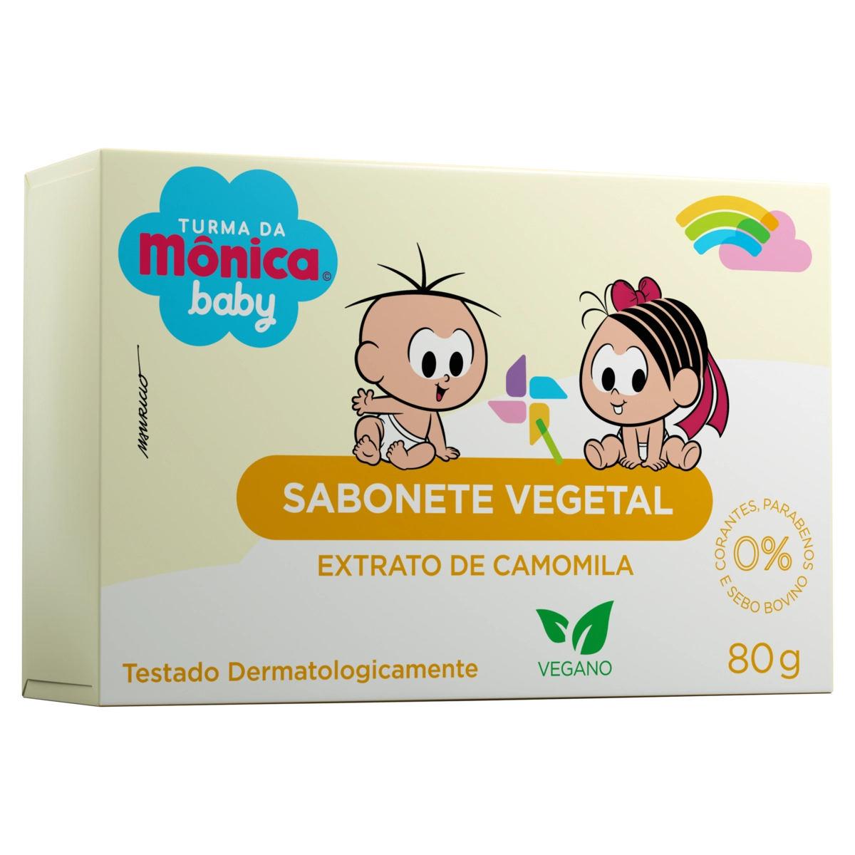 Sabonete Barra Vegetal Extrato De Camomila Turma Da Mônica Baby Caixa 80g