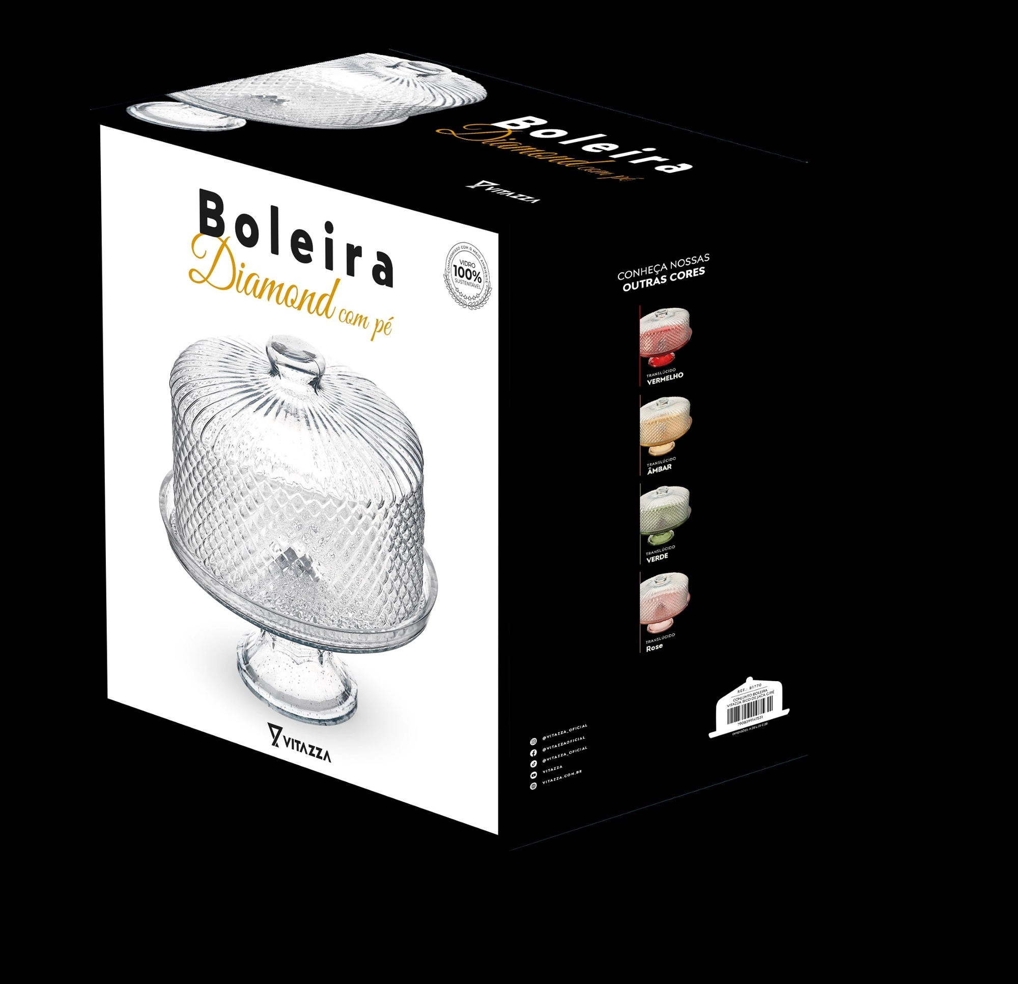 Centro Mesa Escamado Momentos Cx Presente Black B2256 Vitazza