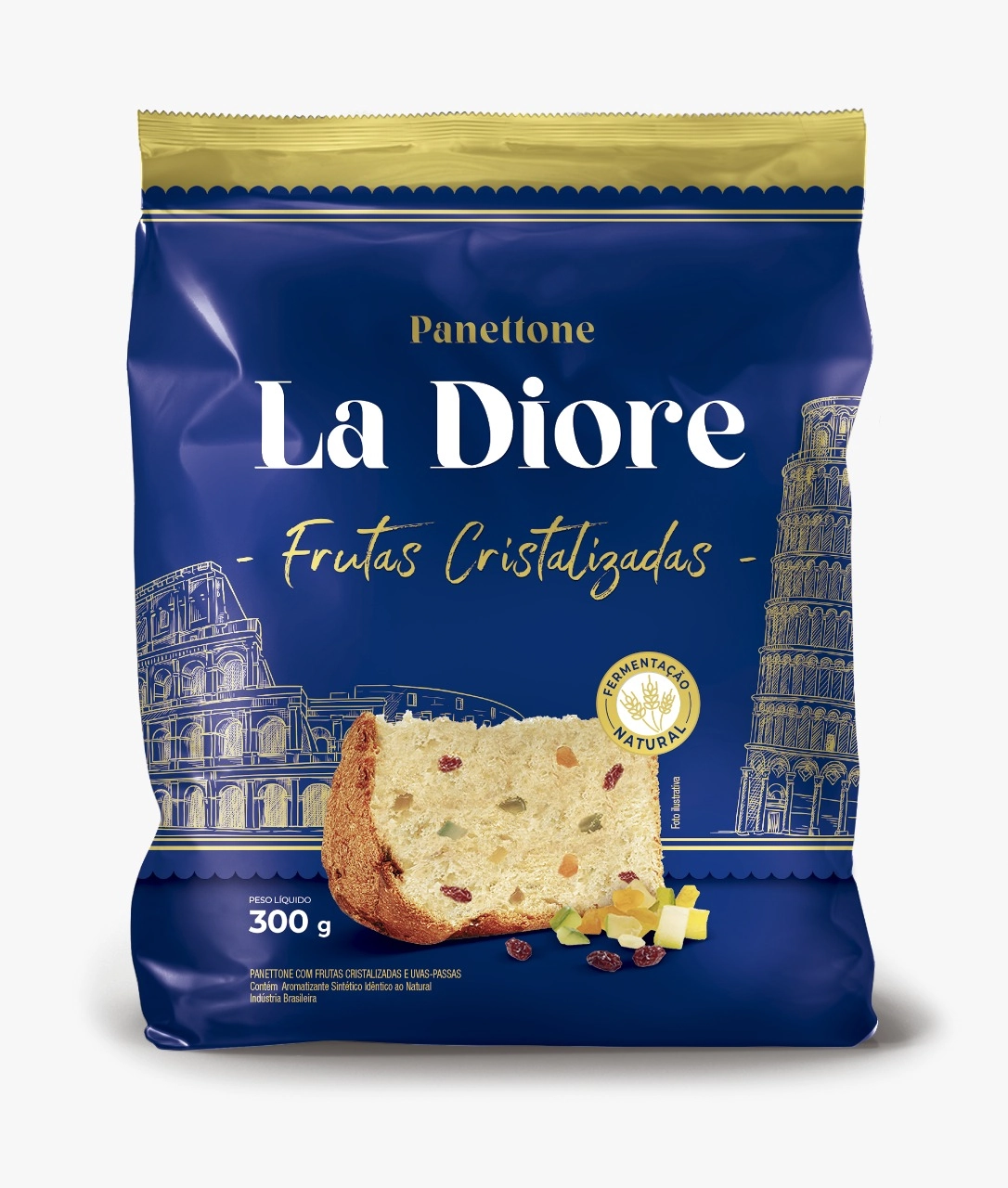 Panettone Frutas Flowp La Diore 300g 401000749 Doceira