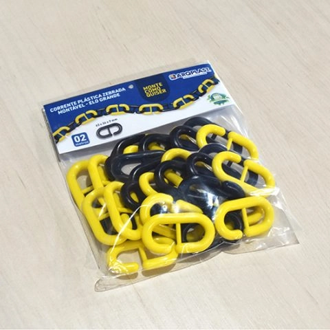 Corrente Plastica Zebrada Montavel Elo Grande 2m 25826 Arqplast
