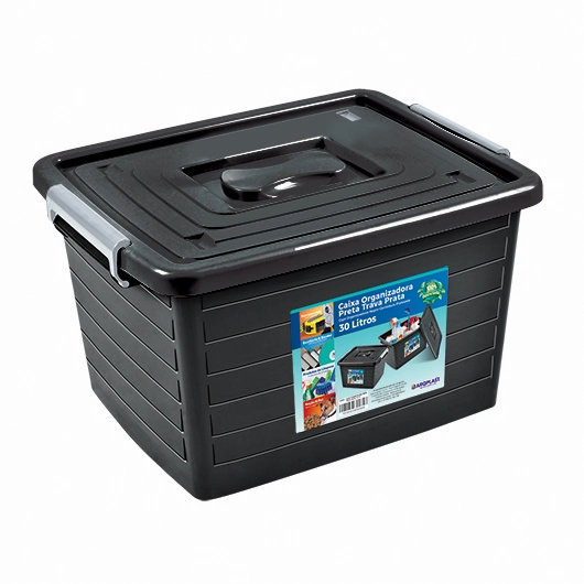 Caixa Organizadora Tampa Preta 30l 25864 Toyplast