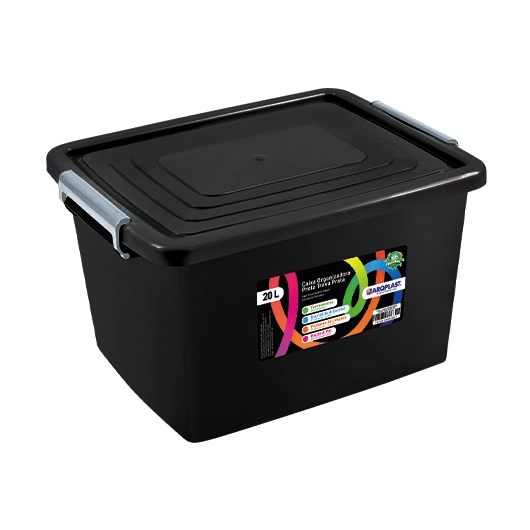 Caixa Organizadora Trava Preta 20l 25951 Toyplast