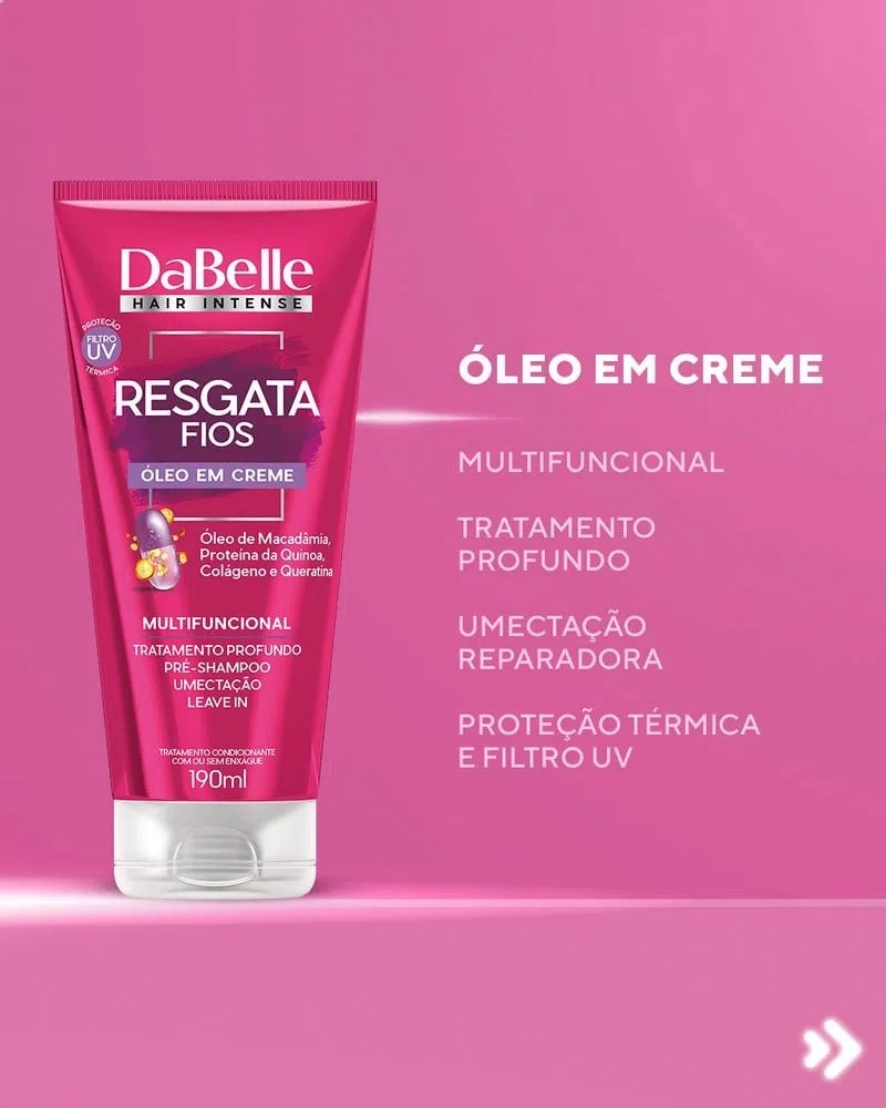 óleo Em Creme Multifuncional Dabelle Hair Intense Resgata Fios Bisnaga 190ml