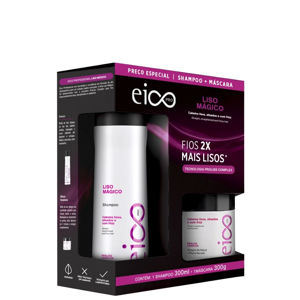 Kit Pro Eico Liso Mágico Shp 300ml Máscara 300g
