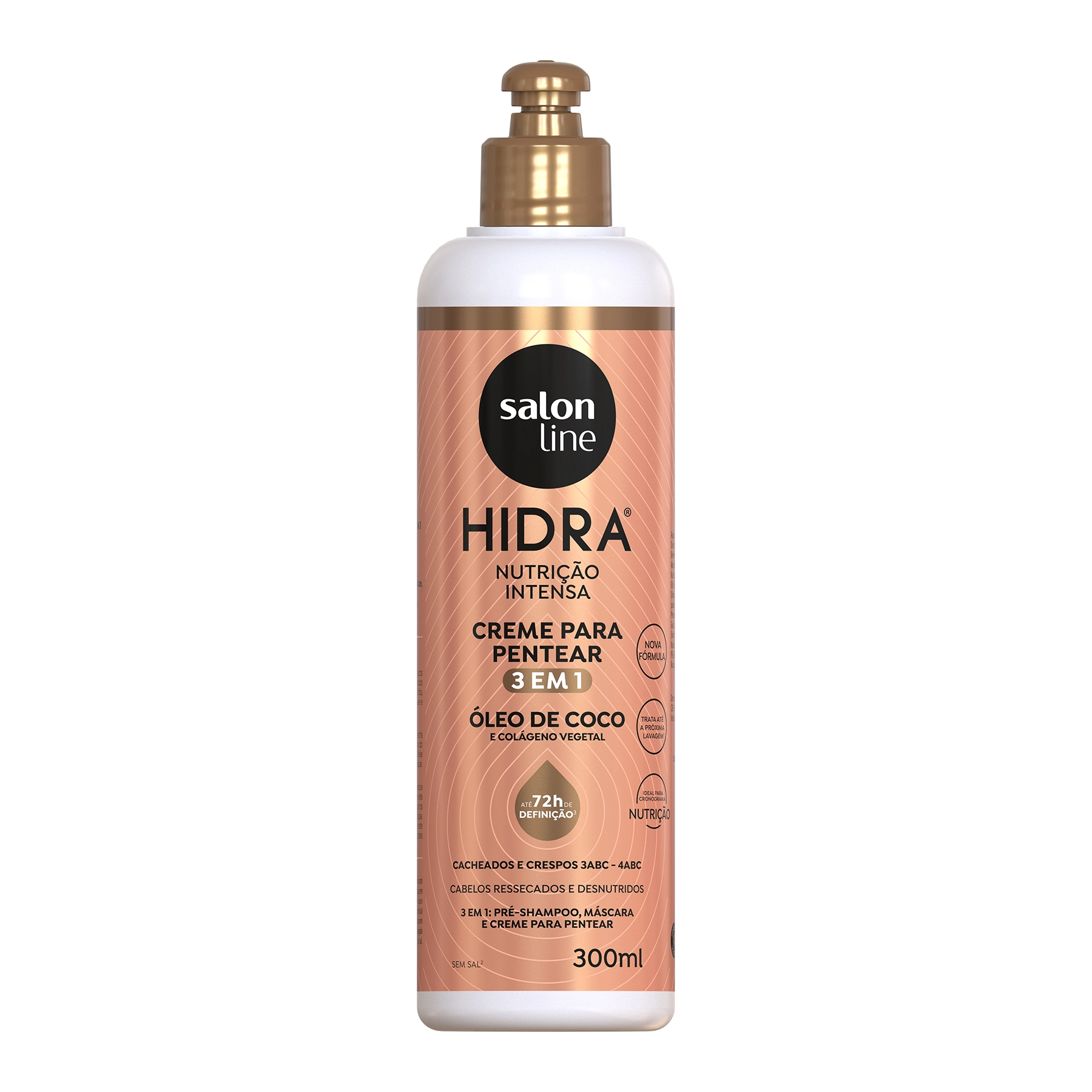 Salon Line Sos Cachos Cr Pentear Hidra 300ml 3 Em 1 Oleo De Coco