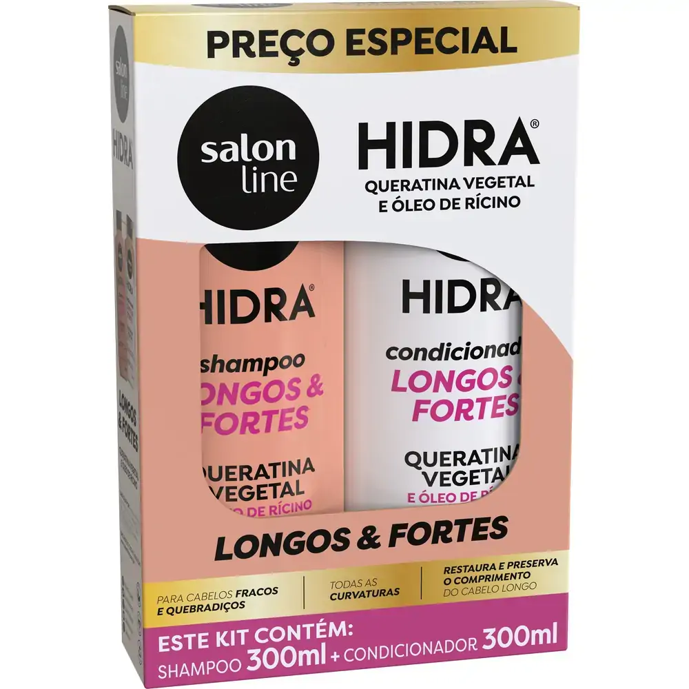 Salon Line Hidra Kit Sh Cond 300ml Queratina E Oleo Ricino