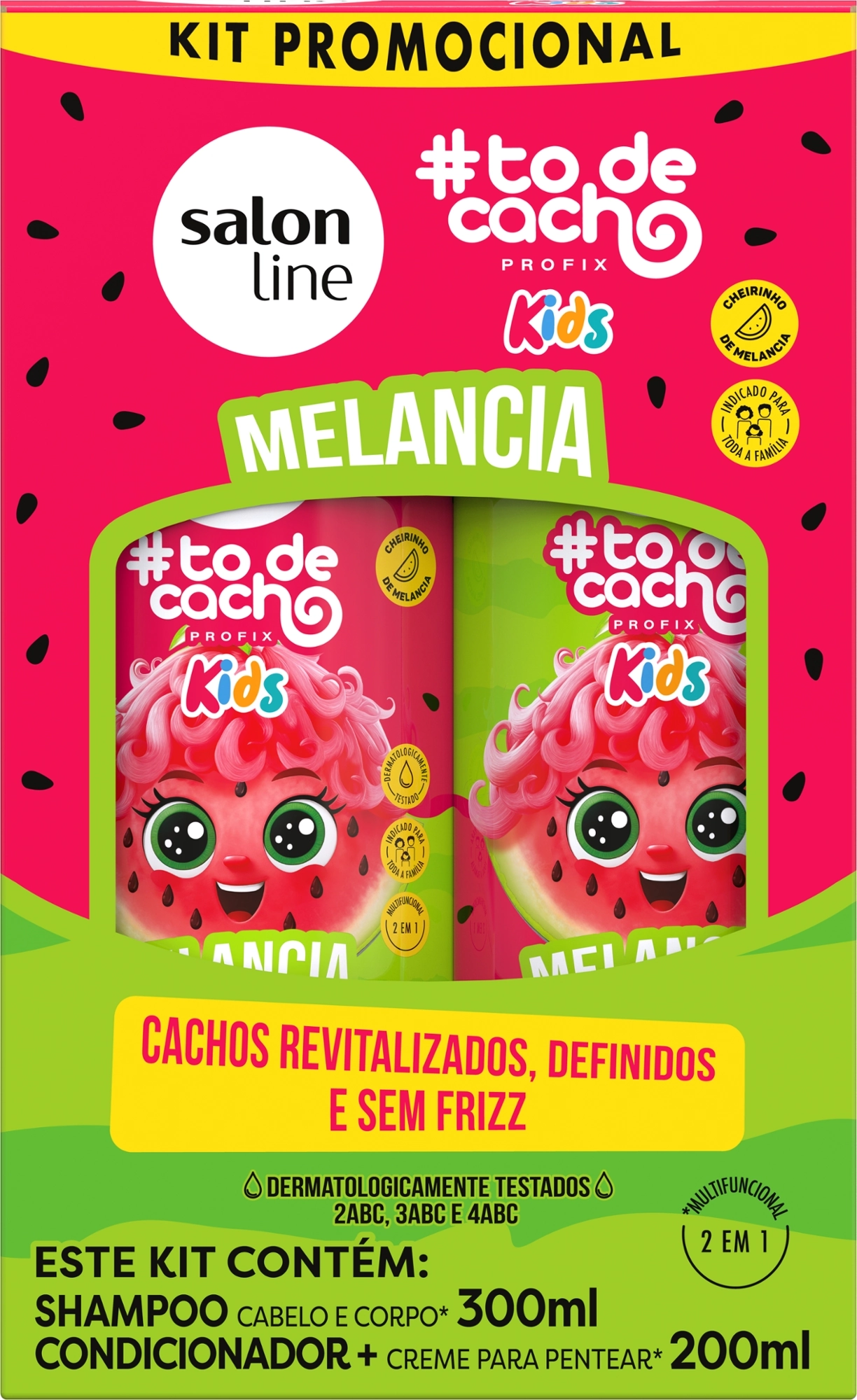 Kit Salon Line Sh 300ml Cond 200ml Kids Todecacho Melancia 1un
