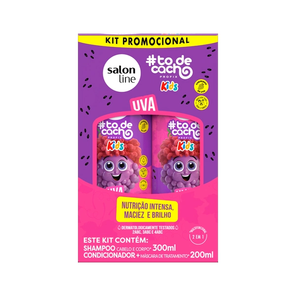 Kit Salon Line Sh 300ml Cond 200ml Kids Todecacho Uva 1un