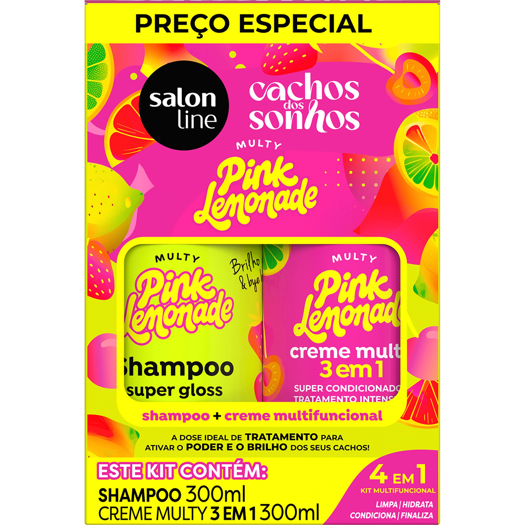 Kit S Line Sh Cr Cachos Dos Sonhos 300ml Multy Pink Lemonade