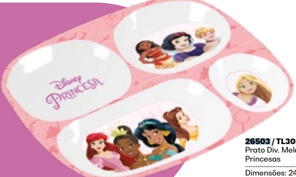 Prato Div. Melamine 24,5cm Princesas