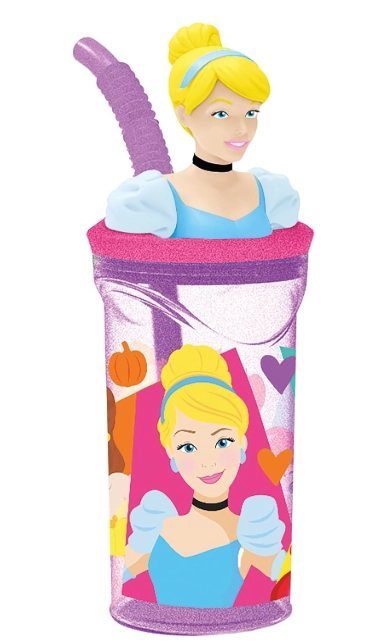 Copo 3d C/ Canudo Princesas 360ml